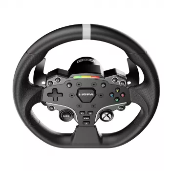 Moza Racing ESX vairas – oficialiai licencijuotas Xbox, aliuminio ratlankis, ISF PU rankenos, 22 programuojami mygtukai, RGB RPM šviesos, juodas