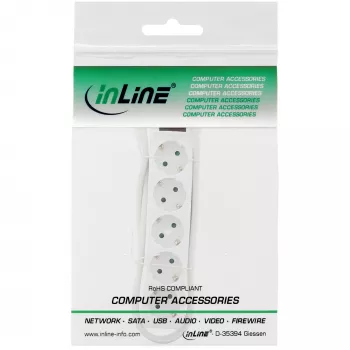 InLine prailgintuvas, 5 lizdų su įžeminimu CEE 7/3, baltas, 1,5 m