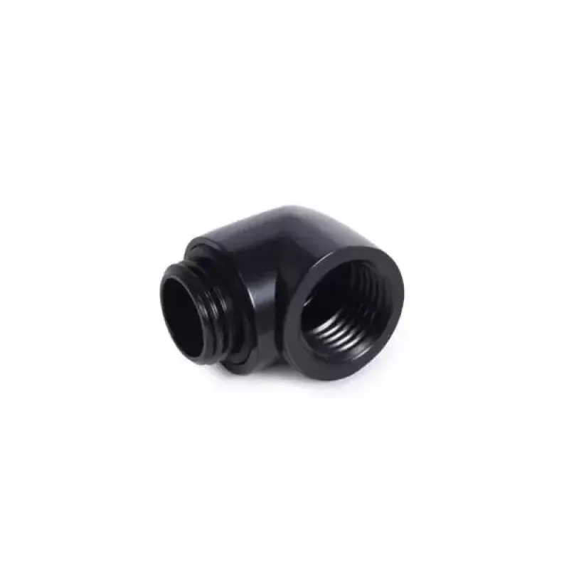 Alphacool 17594 žalvarinė 90° jungtis G1/4 inch moteriška į vyrišką, juoda, 19,7 mm plotis