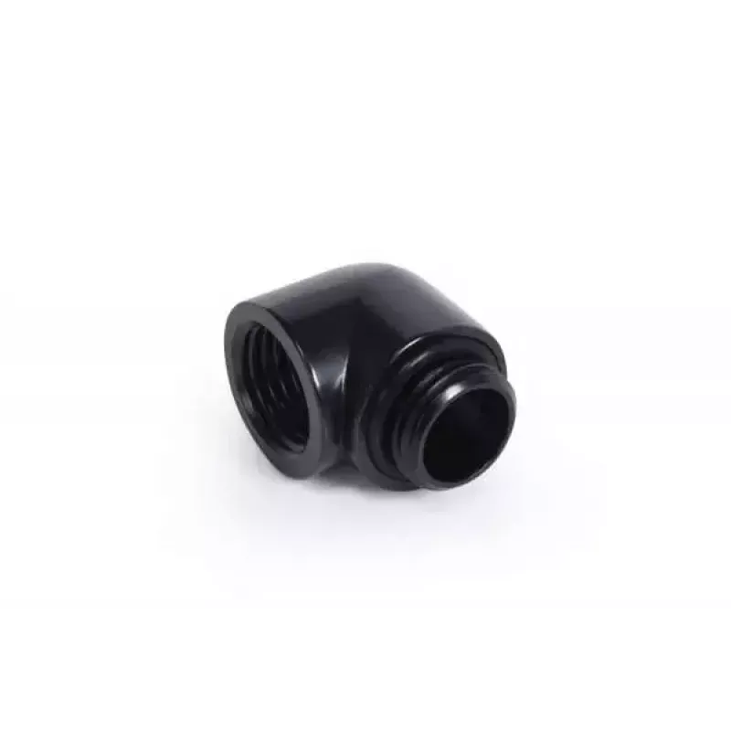 Alphacool 17594 žalvarinė 90° jungtis G1/4 inch moteriška į vyrišką, juoda, 19,7 mm plotis