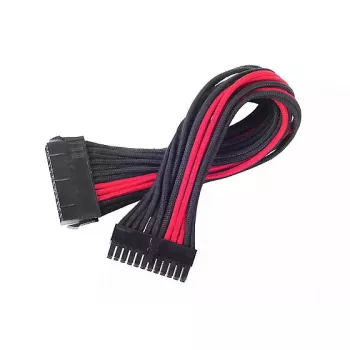 SilverStone SST-PP07-MBBR ATX 24 kontaktų maitinimo ilginamasis kabelis, 0,3 m, juodas/raudonas