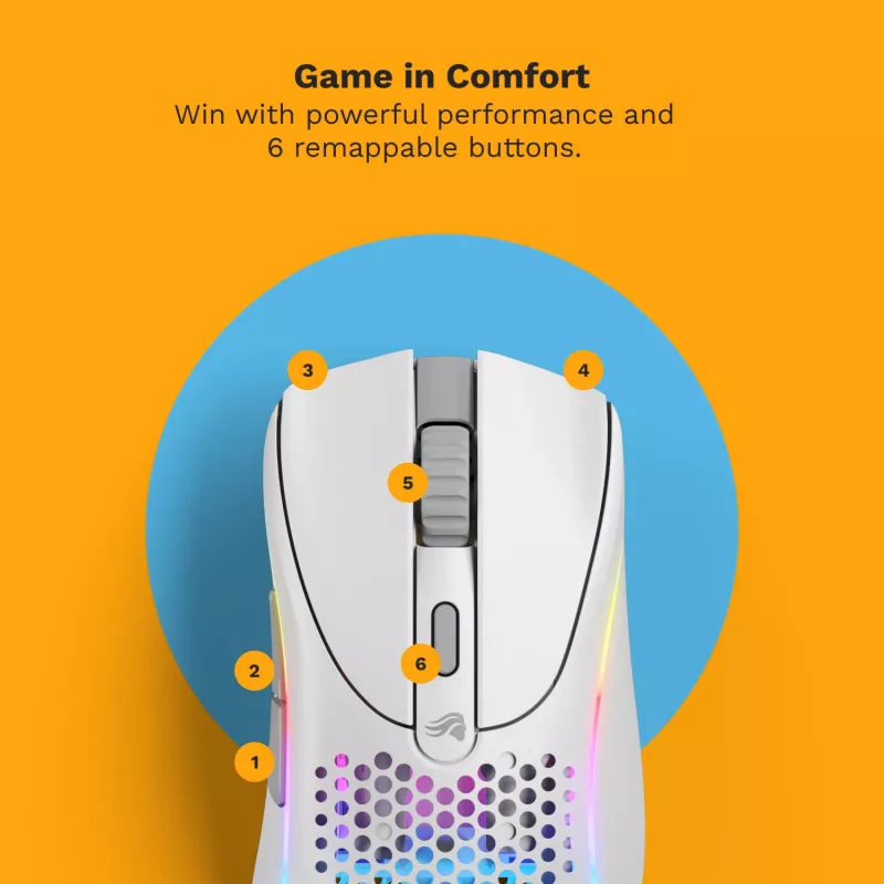 Glorious Gaming Model D 2 Wireless belaidė pelė, matinė balta, dešinei rankai