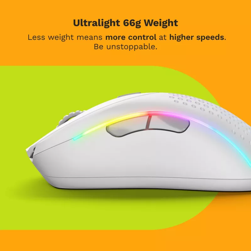 Glorious Gaming Model D 2 Wireless belaidė pelė, matinė balta, dešinei rankai