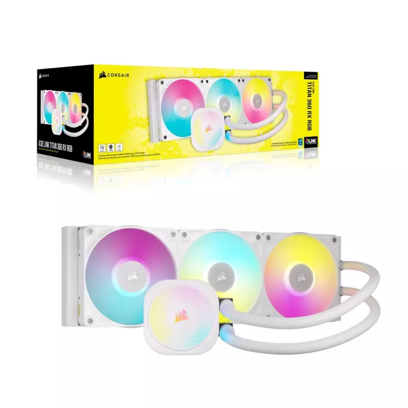 CORSAIR CPU aušintuvas - Icue Link Titan 360 Rx RGB skysčio aušintuvas - Baltas