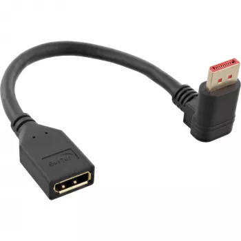InLine DisplayPort 1.4 adapterinis laidas M/F, 8K4K, žemyn lenktas, juodas/auksinis