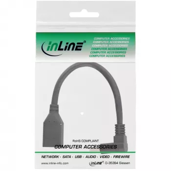 InLine DisplayPort 1.4 adapterinis laidas M/F, 8K4K, žemyn lenktas, juodas/auksinis