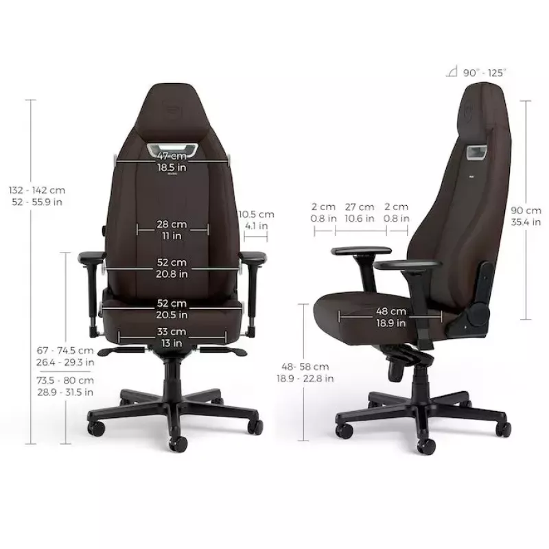 Žaidimų kėdė noblechairs LEGEND – paminkštinta sėdynė, ruda, 520 mm plotis, 132–142 cm aukštis, 150 kg maks.
