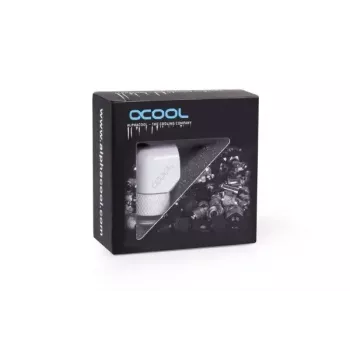 Alphacool Eiszapfen L-jungtis, pasukama, G1/4 išorinis sriegis į G1/4 vidinį sriegį, balta
