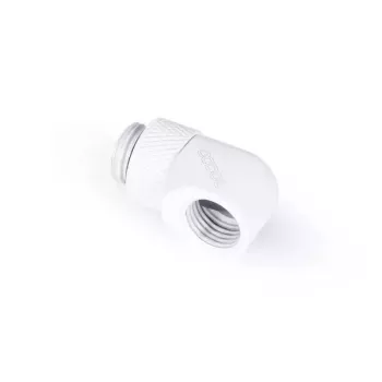 Alphacool Eiszapfen L-jungtis, pasukama, G1/4 išorinis sriegis į G1/4 vidinį sriegį, balta