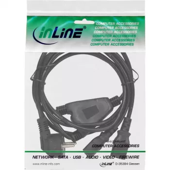 InLine Y formos maitinimo laidas 1x CEE 7/7 kampuotas / 2x 3 kontaktų IEC C13 kištukas, 1,8 m