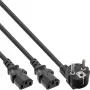 InLine Y formos maitinimo laidas 1x CEE 7/7 kampuotas / 2x 3 kontaktų IEC C13 kištukas, 1,8 m
