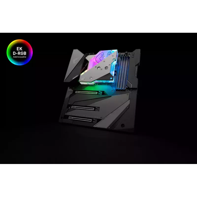 Vandens blokas pagrindinei plokštei EK Water Blocks Akrilas Aliuminis Žalvaris Varis Sidabras Skaidrus