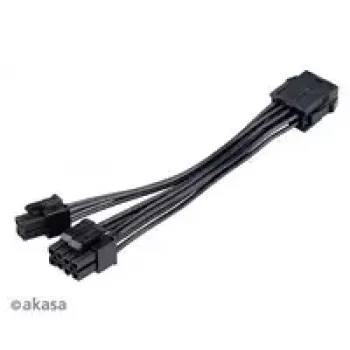 Akasa AK-CBPW22-15 adapterio kabelis: 8 kontaktų EPS į 8 kontaktų EPS ir 4 kontaktų ATX, 15 cm