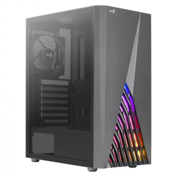 Aerocool DELTABKV1 ATX kompiuterio korpusas RGB priekis Pilnas šoninis langas 12cm ventiliatorius Juodas