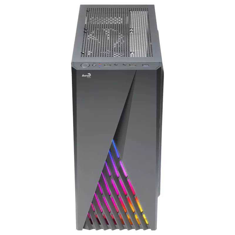 Aerocool DELTABKV1 ATX kompiuterio korpusas RGB priekis Pilnas šoninis langas 12cm ventiliatorius Juodas