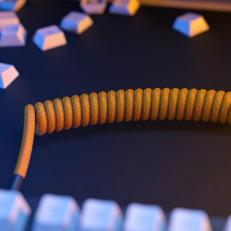 Susukamas USB laidas GLORIOUS GMMK Glorious Gold mechaninėms klaviatūroms, atjungiamas susuktas laidas, USB-A į USB-C