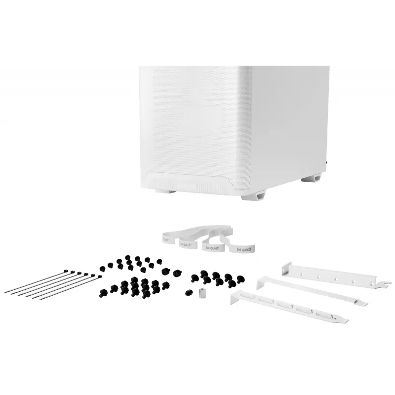 PC korpusas be quiet! PURE BASE 501 Airflow Midi bokštas Baltas — ATX, 3×140mm priekyje, 1×140mm gale, 5×2,5 colio, 2×3,5 colio, USB‑C, PWM palaikymas