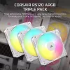 Ventiliatorių rinkinys Corsair RS120 ARGB 120 mm baltas 3 vnt.
