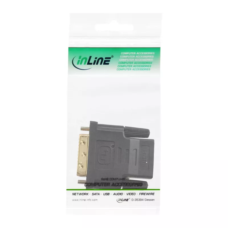 InLine HDMI į DVI adapteris moteriškas / vyriškas, auksuota kontaktai, 4K2K