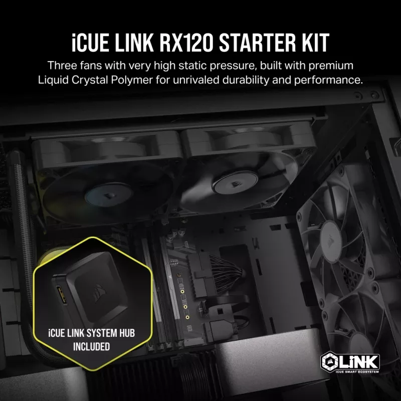CORSAIR iCUE LINK RX120 120mm ventiliatorių rinkinys (3 vnt.)