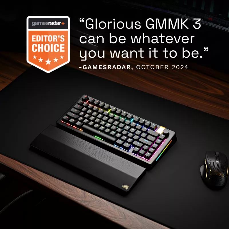 Mechaninė žaidimų klaviatūra GLORIOUS GMMK 3 PRO HE 75% belaidė RF + Bluetooth, RGB, US QWERTY, juoda