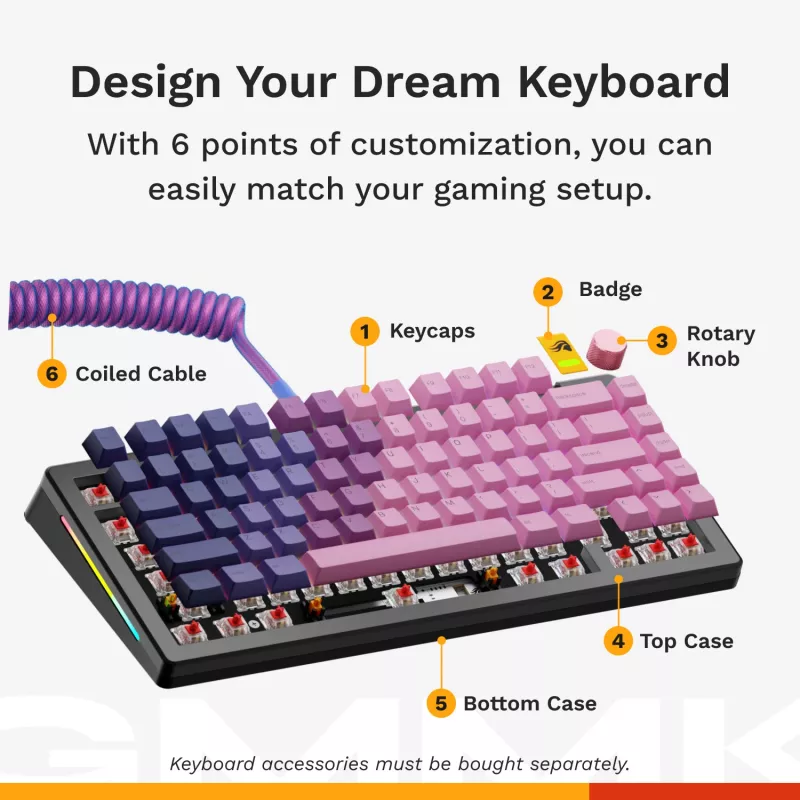 Mechaninė žaidimų klaviatūra GLORIOUS GMMK 3 PRO HE 75% belaidė RF + Bluetooth, RGB, US QWERTY, juoda