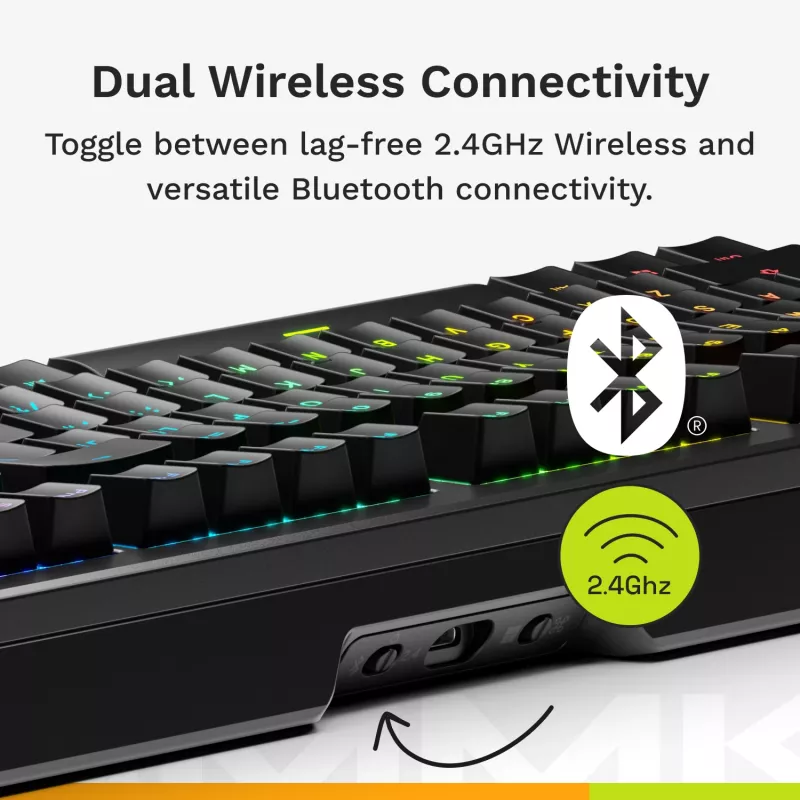 Mechaninė žaidimų klaviatūra GLORIOUS GMMK 3 PRO HE 75% belaidė RF + Bluetooth, RGB, US QWERTY, juoda