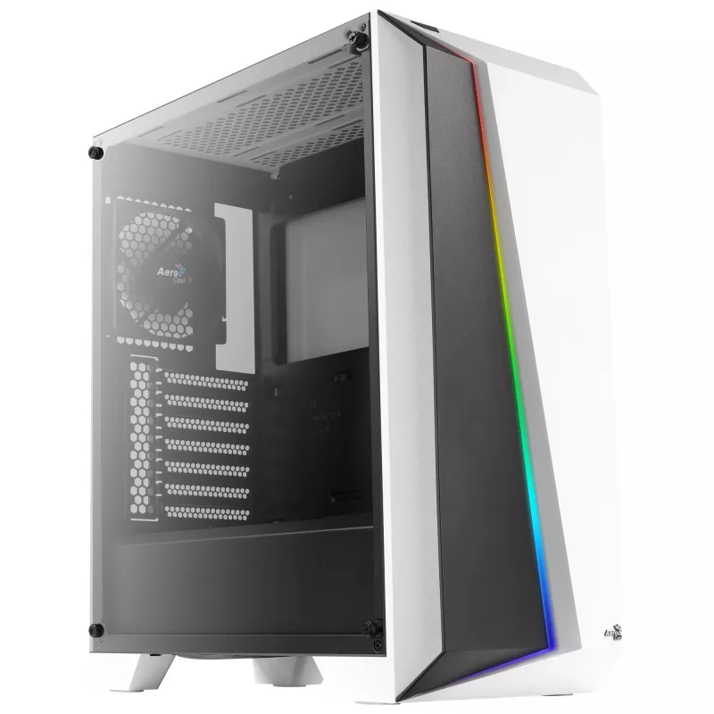 PC korpusas Aerocool Cylon Pro grūdintas stiklas Midi Tower baltas