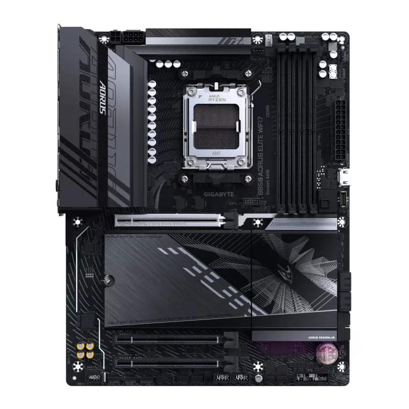 Motininė plokštė GIGABYTE B850 AORUS ELITE WIFI7 — AMD B850, Socket AM5, ATX, DDR5, 4x DIMM, 256 GB, Wi‑Fi 7, 2.5Gb LAN