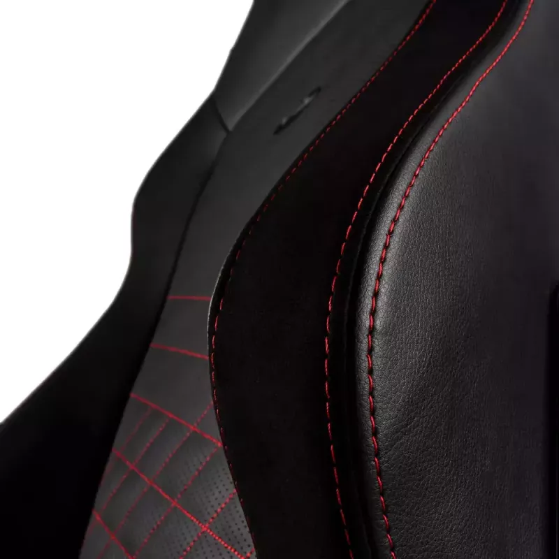 Žaidimų kėdė noblechairs Hero PU Leather – oro pripūsta sėdynė, paminkštintas atlošas, juoda, 137 cm aukštis, 150 kg talpa