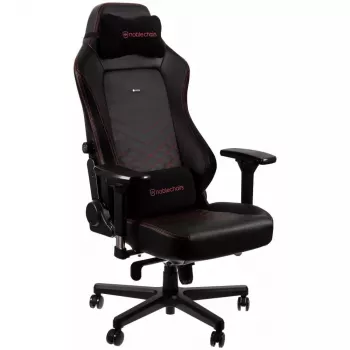 Žaidimų kėdė noblechairs Hero PU Leather – oro pripūsta sėdynė, paminkštintas atlošas, juoda, 137 cm aukštis, 150 kg talpa