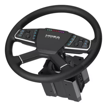 Moza Racing TSW vairas, 400 mm, PC, laidinis ir belaidis, juodas, aliuminis, dirbtinė oda, polimeras, kabelis