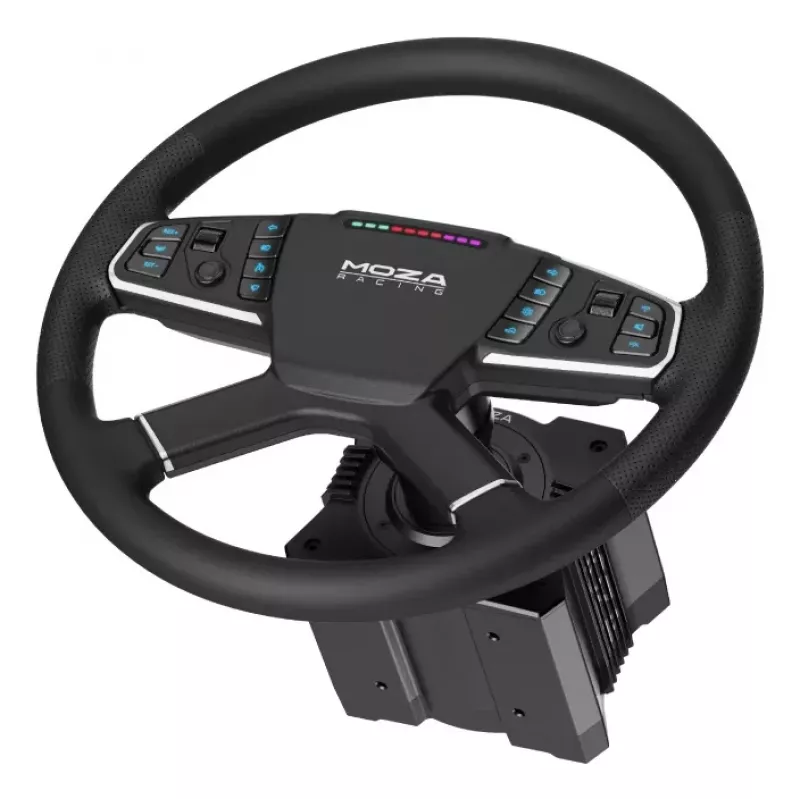 Moza Racing TSW vairas, 400 mm, PC, laidinis ir belaidis, juodas, aliuminis, dirbtinė oda, polimeras, kabelis