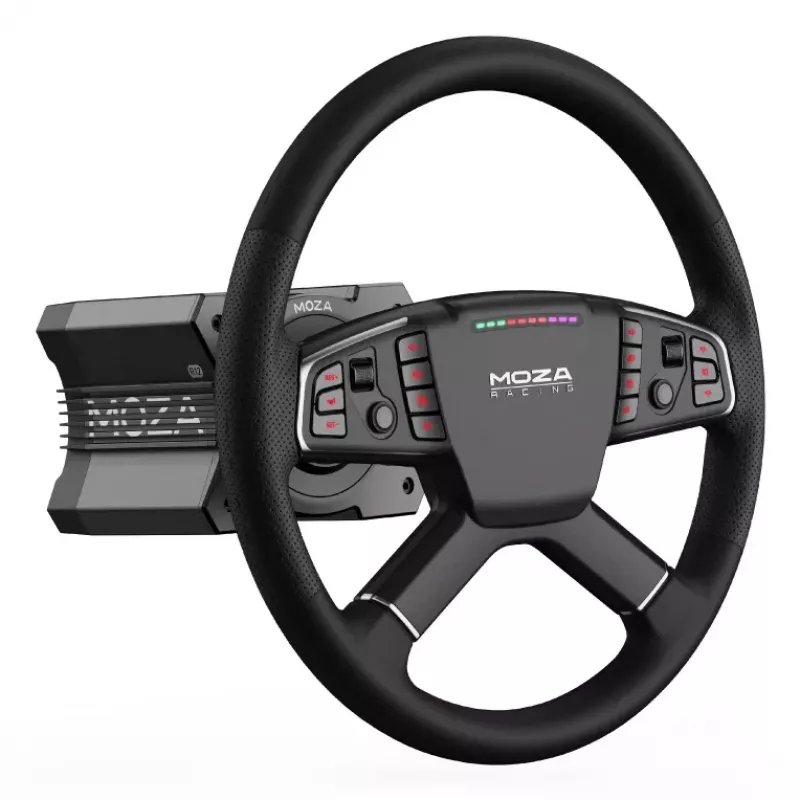 Moza Racing TSW vairas, 400 mm, PC, laidinis ir belaidis, juodas, aliuminis, dirbtinė oda, polimeras, kabelis