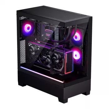 Korpusas Phanteks XT View Tower Juodas – Midi bokštas, grūdintas stiklas, RGB, tinka ATX/EATX/Micro-ATX/Mini-ITX, GPU iki 41,5 cm, CPU aušintuvas 184 mm