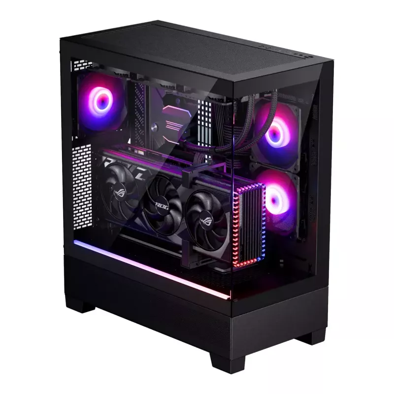 Korpusas Phanteks XT View Tower Juodas – Midi bokštas, grūdintas stiklas, RGB, tinka ATX/EATX/Micro-ATX/Mini-ITX, GPU iki 41,5 cm, CPU aušintuvas 184 mm