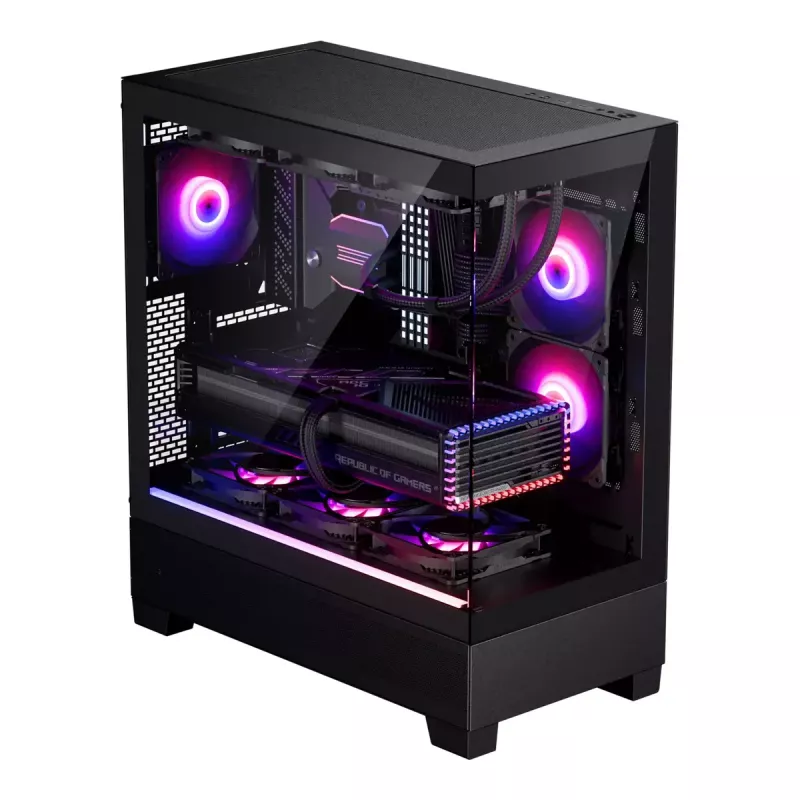 Korpusas Phanteks XT View Tower Juodas – Midi bokštas, grūdintas stiklas, RGB, tinka ATX/EATX/Micro-ATX/Mini-ITX, GPU iki 41,5 cm, CPU aušintuvas 184 mm