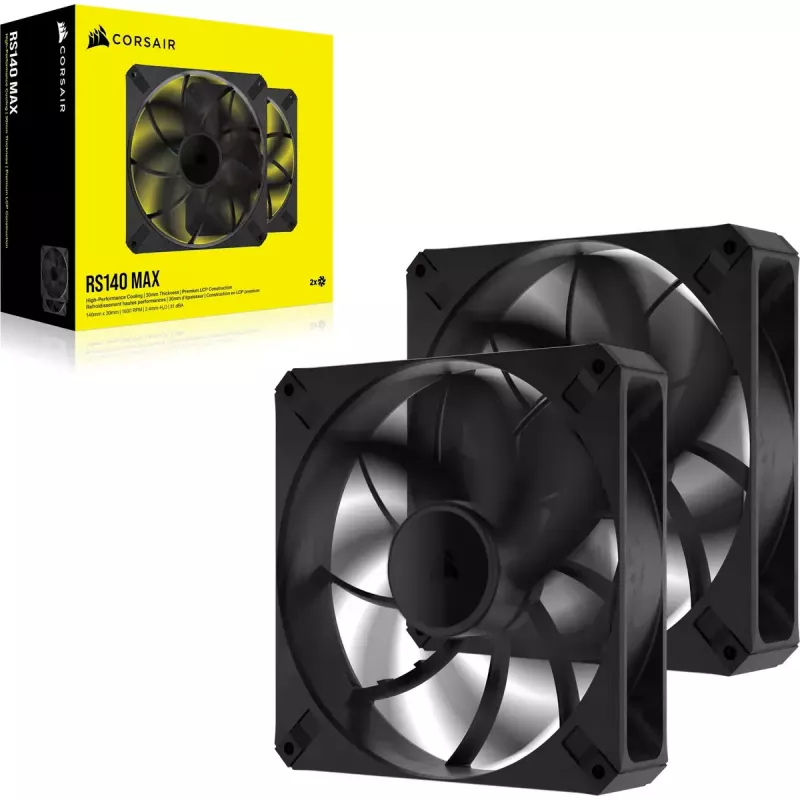 Ventiliatorius Corsair RS140 MAX kompiuterio korpusui 14 cm Juodas 2 vnt