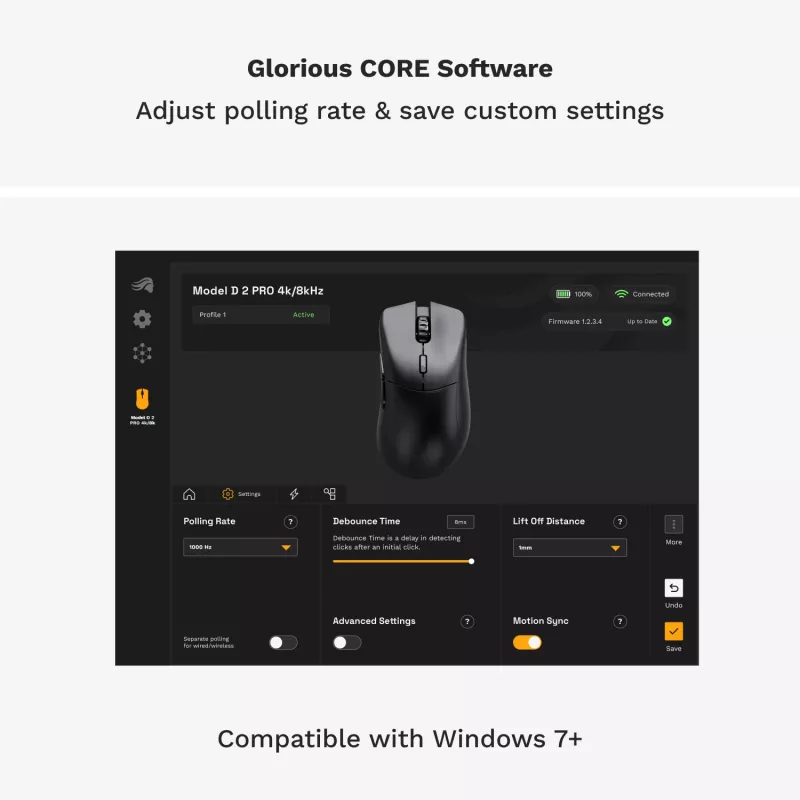 Glorious Gaming pelė Model D 2 PRO Wireless - 1K Polling - Juoda