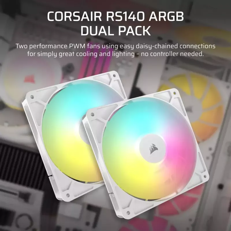 Ventiliatorius Corsair RS140 ARGB 14 cm Baltas 330-1700 RPM