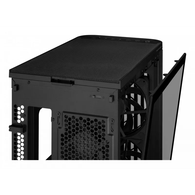 Korpusas ASUS ProArt PA401 Wood TG PWM Tower Black — ATX, grūdintas stiklas, 2x160mm priekiniai ventiliatoriai, USB-C, palaiko GPU iki 31,5 cm