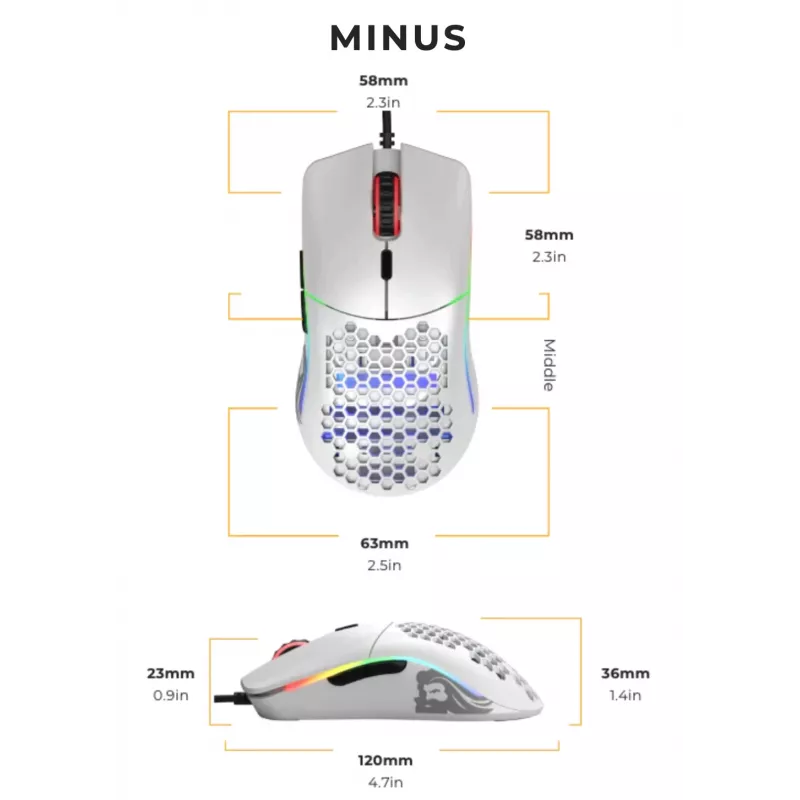 Glorious Gaming pelė Model O- (balta), dešinei rankai, optinė, USB Type-A, 3200 DPI