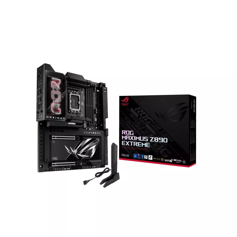 Motininė plokštė ASUS ROG MAXIMUS Z890 EXTREME – Intel Z890, LGA 1851, Extended ATX, DDR5, 4 DIMM, Wi‑Fi 7, 10Gb Ethernet
