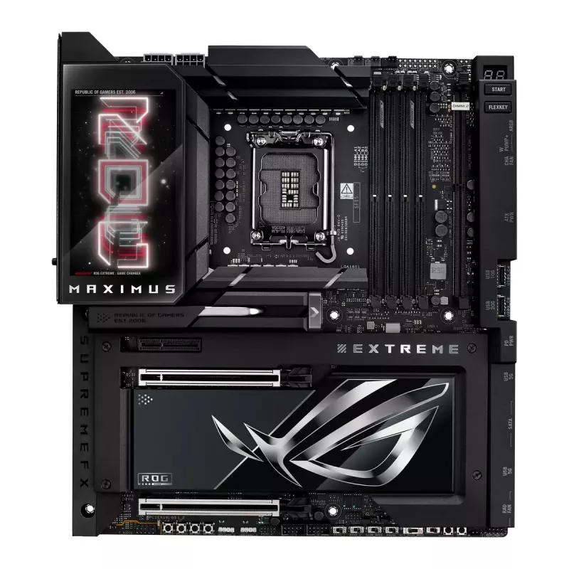 Motininė plokštė ASUS ROG MAXIMUS Z890 EXTREME – Intel Z890, LGA 1851, Extended ATX, DDR5, 4 DIMM, Wi‑Fi 7, 10Gb Ethernet