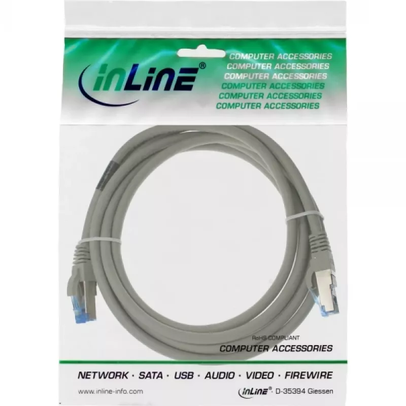 InLine Patch Laidas S/FTP PiMF Cat.6A halogen-free pilkas 1m