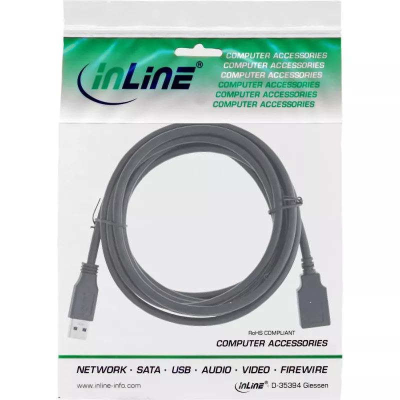 InLine USB 3.2 Gen.1 laidas, A tipas (vyras) / B tipas (moteris), juodas, 2 m