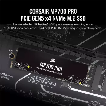 SSD diskas 2TB CORSAIR M.2 PCI-E NVMe Gen5 MP700 PRO mažmeninė