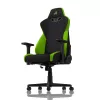 Žaidimų kėdė Nitro Concepts S300 – audinio sėdynė, reguliuojamas aukštis 128–140 cm, atlošo plotis 56 cm, juoda/žalia