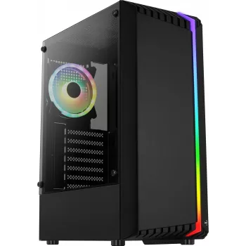 Kompiuterio korpusas AEROCOOL Bionic Midi Tower — ATX, grūdintas stiklas, 3,5 colio x2 / 2,5 colio x4 vietos, iki 297 mm GPU, 158 mm CPU aušintuvas, mėlyna LED