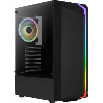 Kompiuterio korpusas AEROCOOL Bionic Midi Tower — ATX, grūdintas stiklas, 3,5 colio x2 / 2,5 colio x4 vietos, iki 297 mm GPU, 158 mm CPU aušintuvas, mėlyna LED